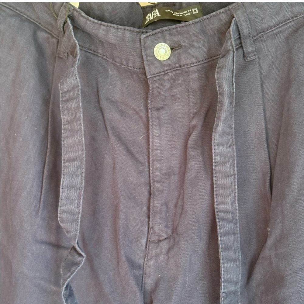NWT Zara Men’s Carrot Fit Chino Pants Navy Blue Size 34 - Picture 6 of 6